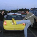 Dave shows off his shoes which blend nicely with Bessie's paintwork